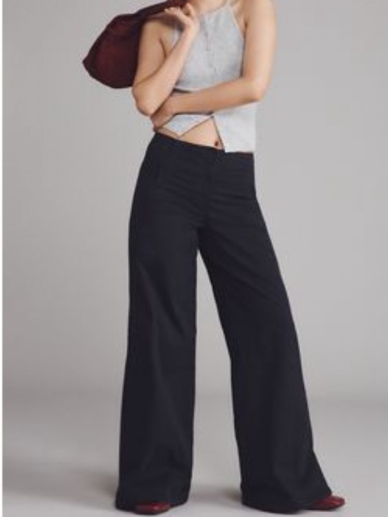 Anthropologie Pants - Anthropologie Maeve Black Scallop Wide Leg Pants Size 29 New with Tags
